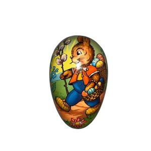 Large 5" Vintage Paper Mache EASTER EGG Opens Up Fillable Made in W. Germany